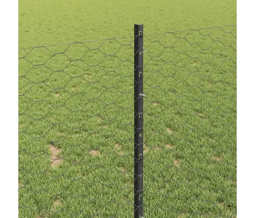 Sešstūru Žogs Ar 22 U Stabiem Pelēks 1X25 M Tērauds Vidaxl