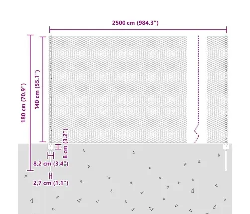 Tvora Su Stulpais Pilka 1,4 X 25 M Plienas