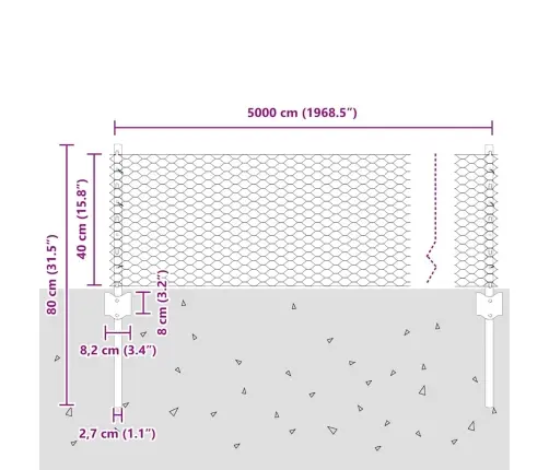 Žogu Stabi 11 Gab. U-Kanāls Pelēks 40 Cm Tērauds Vidaxl