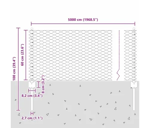 Žogu Stabi 11 Gab. U-Kanāls Pelēks 60 Cm Tērauds Vidaxl