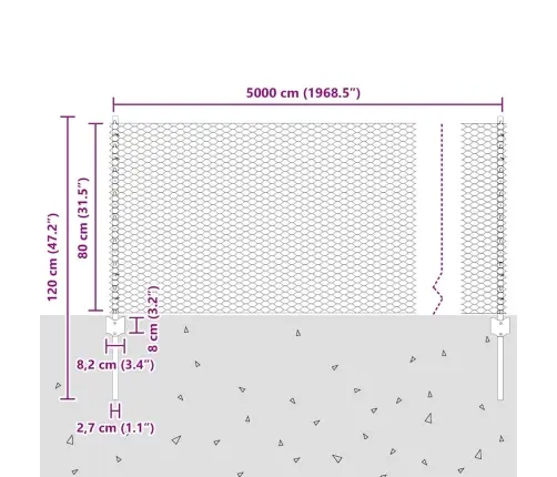 Aed Koos Postidega Hall 0.8 X 50 M Teras