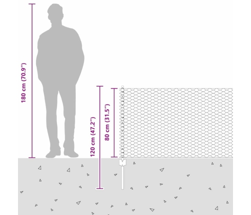 Tvora Su Stulpais Pilka 0.8 X 50 M Plienas