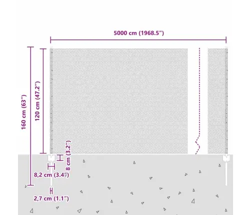 Tvora Su Stulpais Pilka 1.2 X 50 M Plienas