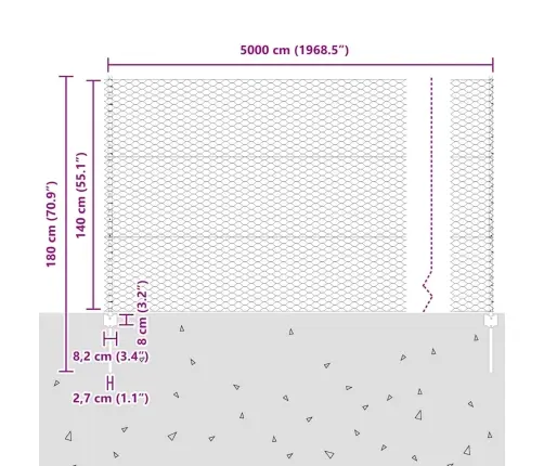 Žoga Stabi 22 Gb U-Kanāls Pelēks 140 Cm Tērauds Vidaxl