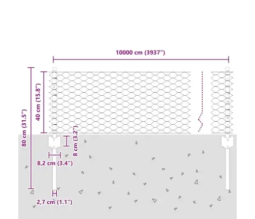 Žogu Stabi 11 Gab. U-Kanāls Pelēks 40 Cm Tērauds Vidaxl
