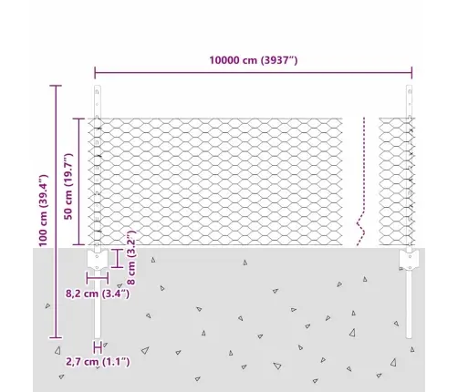 Žoga Stabi 11 Gab. U-Kanāls Pelēks 60 Cm Tērauds Vidaxl