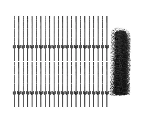 Tvora Su Stulpais Pilka 0,6 X 100 M Plienas Ir Pvc