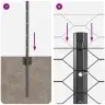 Tvora Su Stulpais Pilka 0,6 X 100 M Plienas Ir Pvc