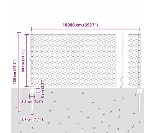 Žoga Stabi 11 Gabali U-Kanālā Pelēks 80 Cm Tērauds Vidaxl