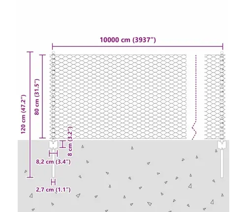 Žoga Stabi 11 Gab. U-Kanāls, Pelēka, 80 Cm Tērauds Vidaxl