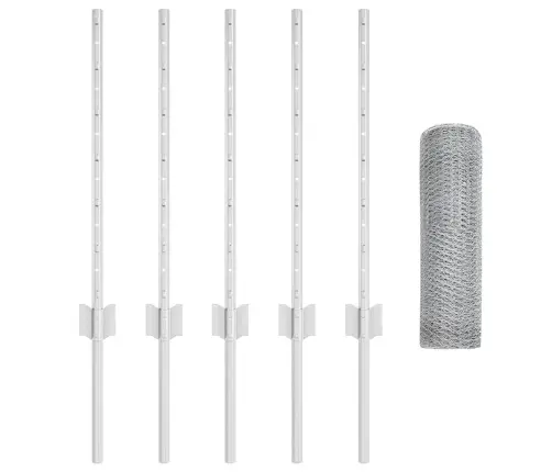 Žoga Stabi 5 Gab U-Kanāla 60 Cm Galvanizēts Tērauds Vidaxl