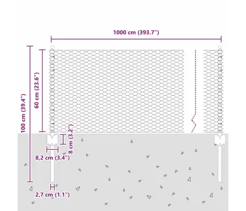 Aed Koos Postiga Hõbedane 0,6 X 10 M Teras