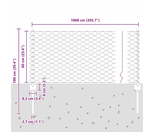 Tvora Su Stulpais Sidabro 0.6 X 10 M Plienas