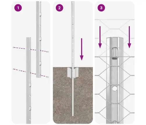Žoga Stabi 10 Gabali U-Kanāla 100 Cm Cinkots Tērauds Vidaxl