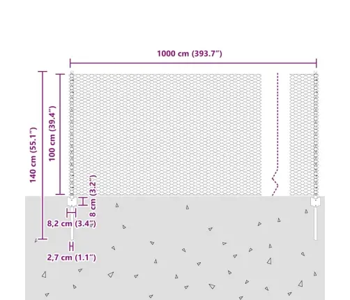Tvora Su Stulpais Sidabro 1 X 10 M Plienas