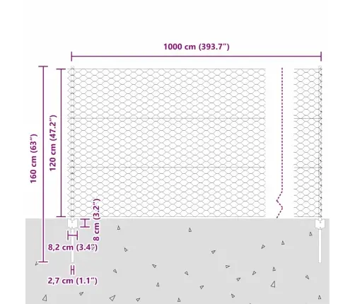 Aed Koos Postiga Hõbedane 1,2 X 10 M Teras