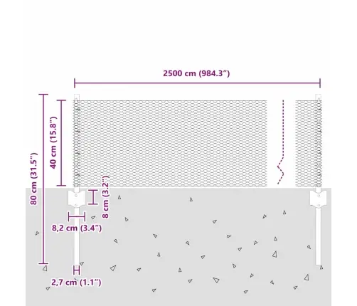 Tvora Su Stulpais Sidabro 0,4 X 25 M Plienas
