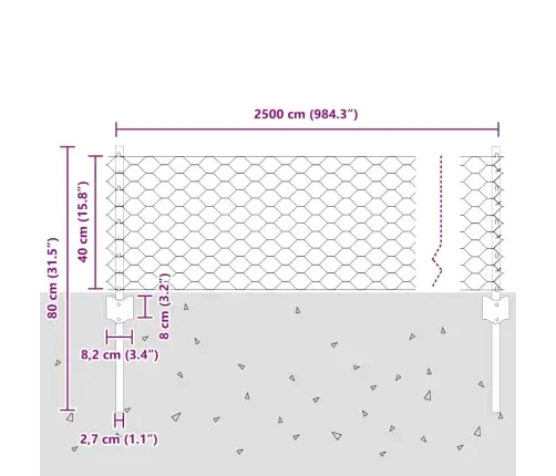 Žoga Stabi 11 Gab. U-Kanāls 40 Cm Galvanizēts Tērauds Vidaxl