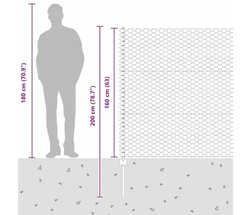 Tvora Su Stulpais Sidabro 1,6 X 25 M Plienas