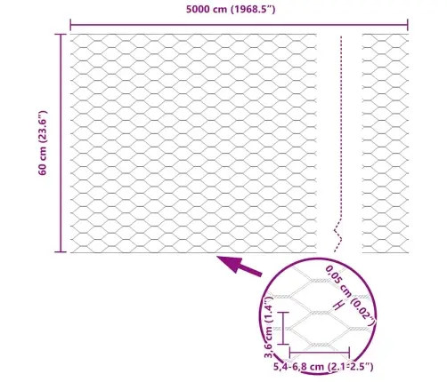 Aed Koos Postiga Hõbedane 0,6 X 50 M Teras