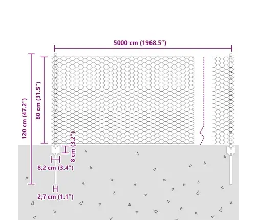 Žoga Stabi 11 Gab. U-Kanāls 80 Cm Galvanizēts Tērauds Vidaxl