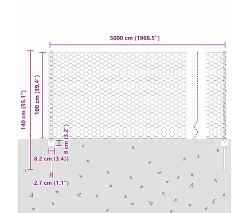 Žoga Stabi 10 Gab U-Kanāls 140 Cm Galvanizēts Tērauds Vidaxl