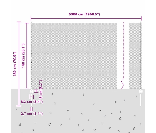 Tvora Su Stulpais Sidabro 1.4 X 50 M Plienas