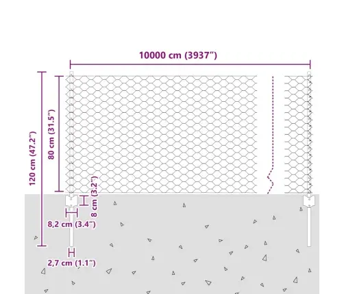 Tvora Su Stulpais Sidabro 0,8 X 100 M Plienas