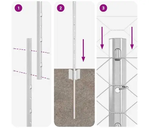 Žogu Stabi 22 Gab. U-Kanāls 150 Cm Galvanizēts Tērauds Vidaxl