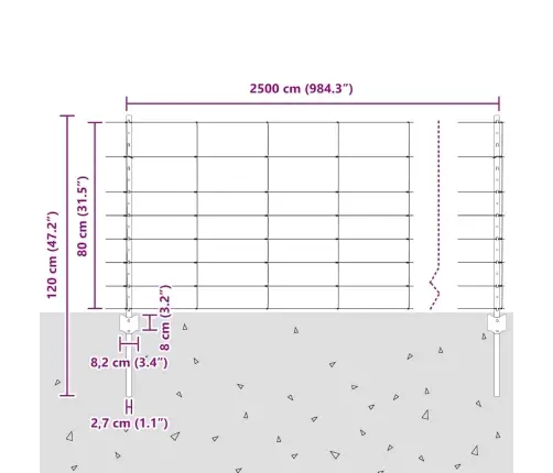 Žoga Stabi 11 Gab. U-Kanāls 80 Cm Cinkots Tērauds Vidaxl