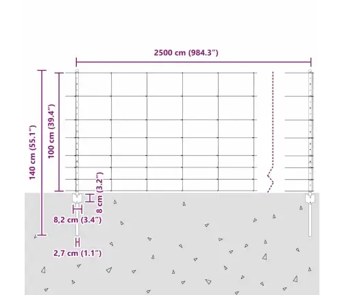 Žoga Stabi 22 Gab. U-Kanāla 100 Cm Galvanizēta Tērauda Vidaxl