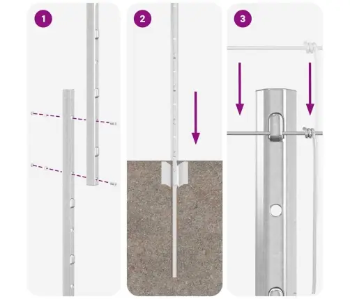 Žogu Stabi 22 Gab. U-Kanāls 140 Cm Galvanizēts Tērauds Vidaxl