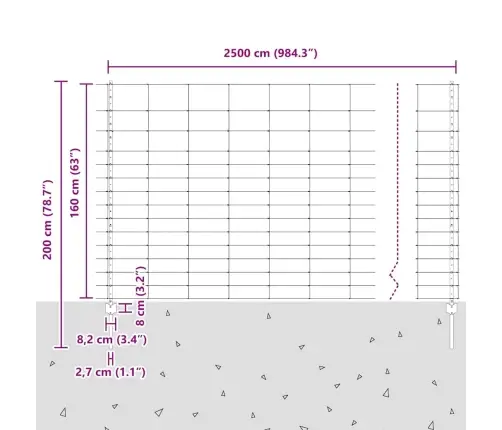 Tvora Su Stulpais Sidabro 1,6 X 25 M Plienas