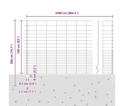 Žoga Stabi 22 Gab. U-Kanāls 160 Cm Galvanizēts Tērauds Vidaxl