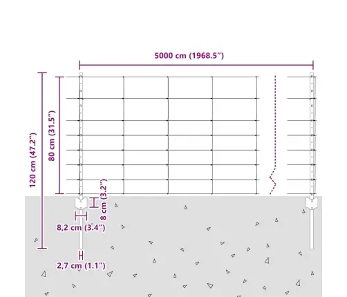 Tvora Su Stulpais Sidabro 0.8 X 50 M Plienas Tvora Su Stulpais Sidabro 0.8 X 50 M Plienas