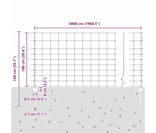 Tvora Su Stulpais Sidabro 1 X 50 M Plienas