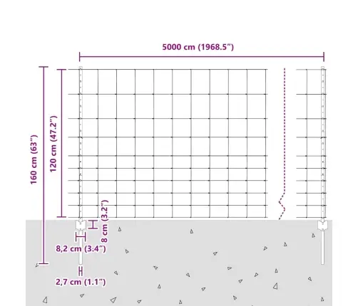 Aed Koos Postiga Hõbedane 1,2 X 50 M Teras
