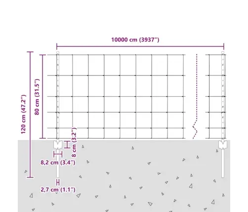 Tvora Su Stulpais Sidabro 0.8 X 100 M Plienas
