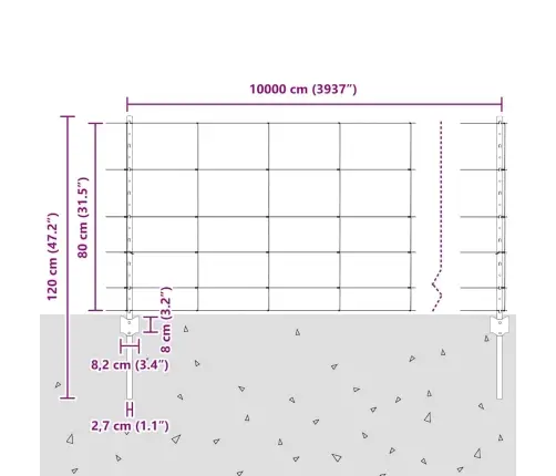Žoga Stabi 11 Gab. U-Kanāls 80 Cm Cinkots Tērauds Vidaxl