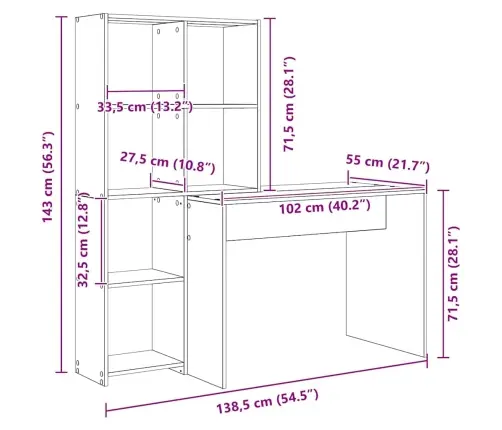 Galds Melns Ozols 138.5 X 55 X 143 Cm Inženierijas Koks Vidaxl