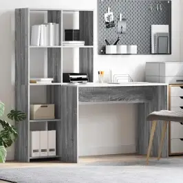 Galds Ar Plauktu Pelēka Sonomas Ozola 138.5 X 55 X 143 Cm Vidaxl
