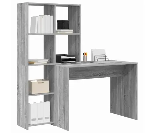 Galds Ar Plauktu Ar Uzglabāšanu Pelēka Sonomas Ozola 138.5 X 55 X 143 Cm Vidaxl Galds Ar Plauktu Ar Uzglabāšanu Pelēka Sonomas Ozola 138.5 X 55 X 143 Cm Vidaxl