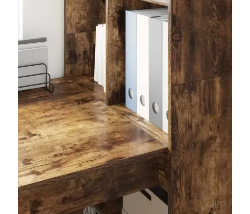 Galds Ar Plauktu Ar Uzglabāšanu Dūmakaina Ozolkoka 122 X 67 X 145 Cm Vidaxl Galds Ar Plauktu Ar Uzglabāšanu Dūmakaina Ozolkoka 122 X 67 X 145 Cm Vidaxl