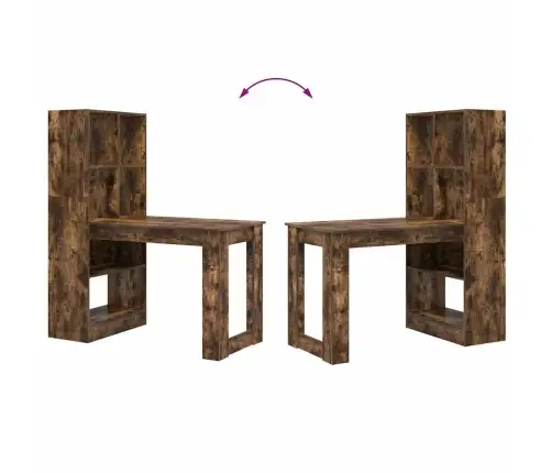 Galds Ar Plauktu Ar Uzglabāšanu Dūmakaina Ozolkoka 122 X 67 X 145 Cm Vidaxl Galds Ar Plauktu Ar Uzglabāšanu Dūmakaina Ozolkoka 122 X 67 X 145 Cm Vidaxl