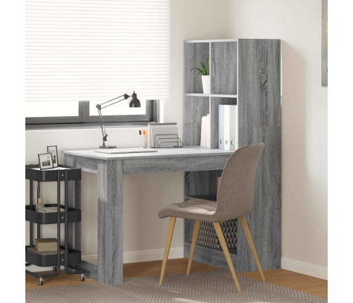 Galds Ar Plauktu Ar Uzglabāšanu Pelēks Sonoma 122 X 67 X 145 Cm Vidaxl