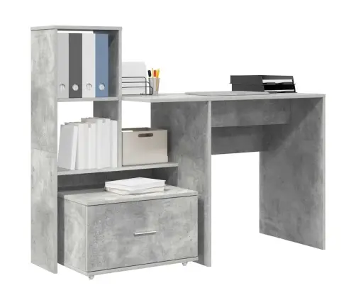 Galds Betona Pelēka 131.5 X 50 X 106.5 Cm Inženierijas Koks Vidaxl