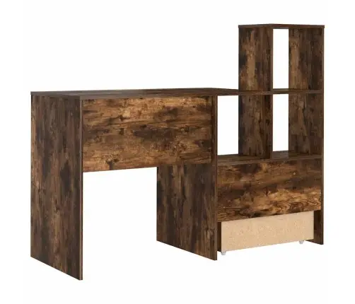 Galds Ar Atvilktni Ar Plauktu Ar Uzglabāšanu Dūmakaina Ozolkoka 131.5 X 50 X 106.5 Cm Vidaxl