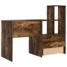 Galds Ar Atvilktni Ar Plauktu Ar Uzglabāšanu Dūmakaina Ozolkoka 131.5 X 50 X 106.5 Cm Vidaxl