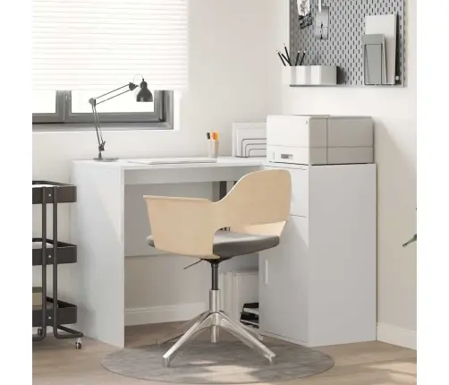 Stūra Galds Balts 102X88X75 Cm Inženierijas Koks Vidaxl