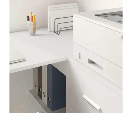 Stūra Galds Balts 102X88X75 Cm Inženierijas Koks Vidaxl